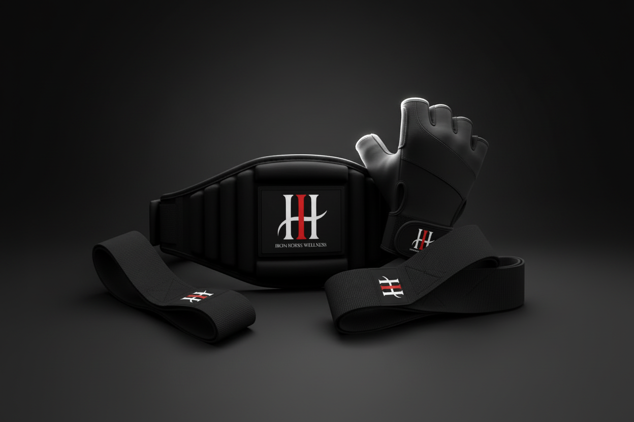 Iron Horse Wellness Foundation Essentials Bundle - Iron Forge lifting gloves, Iron Core lifting belt and Iron Grip lifting straps

