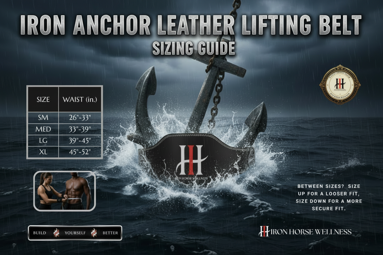 Iron Anchor Sizing Guide Legendary sizing guide chart for leather lifting belt.  