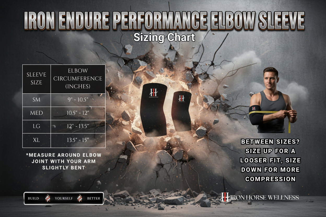 Iron Endure Elbow Sleeve Sizing Chart Legendary Typography - sleeves to keep joints warm and performing